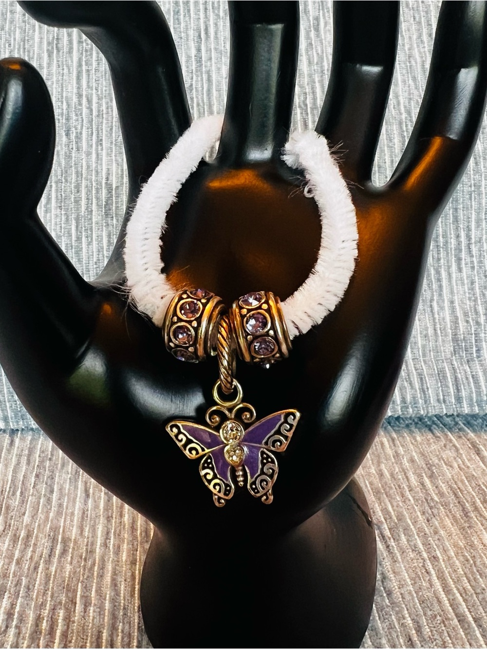 Brighton - Butterfly Charm for Bracelet with Purple Enamel and Crystal Accents